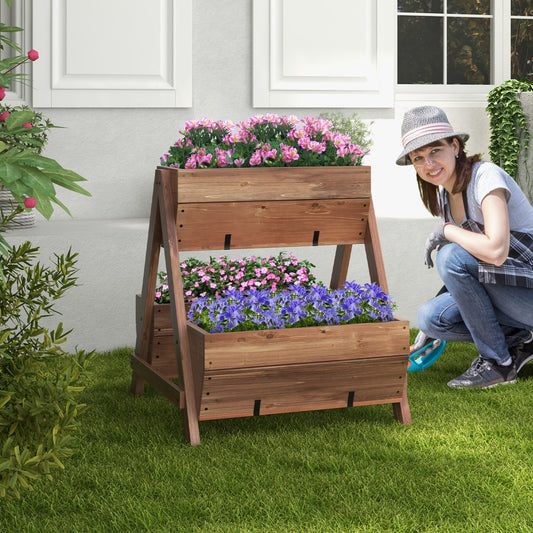 Vertical Raised Garden bed with 3 Wooden Planter Boxes-S