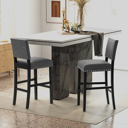 38.5/43.5 Inch Set of 2 Counter Height Chairs with Solid Rubber Wood Frame-S