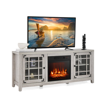 58 Inch Fireplace TV Stand with Remote Control for TVs up to 65 Inch-Black