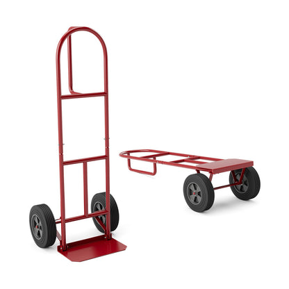 P-Handle Sack Truck with 10 Inch Wheels and Foldable Load Area-Black