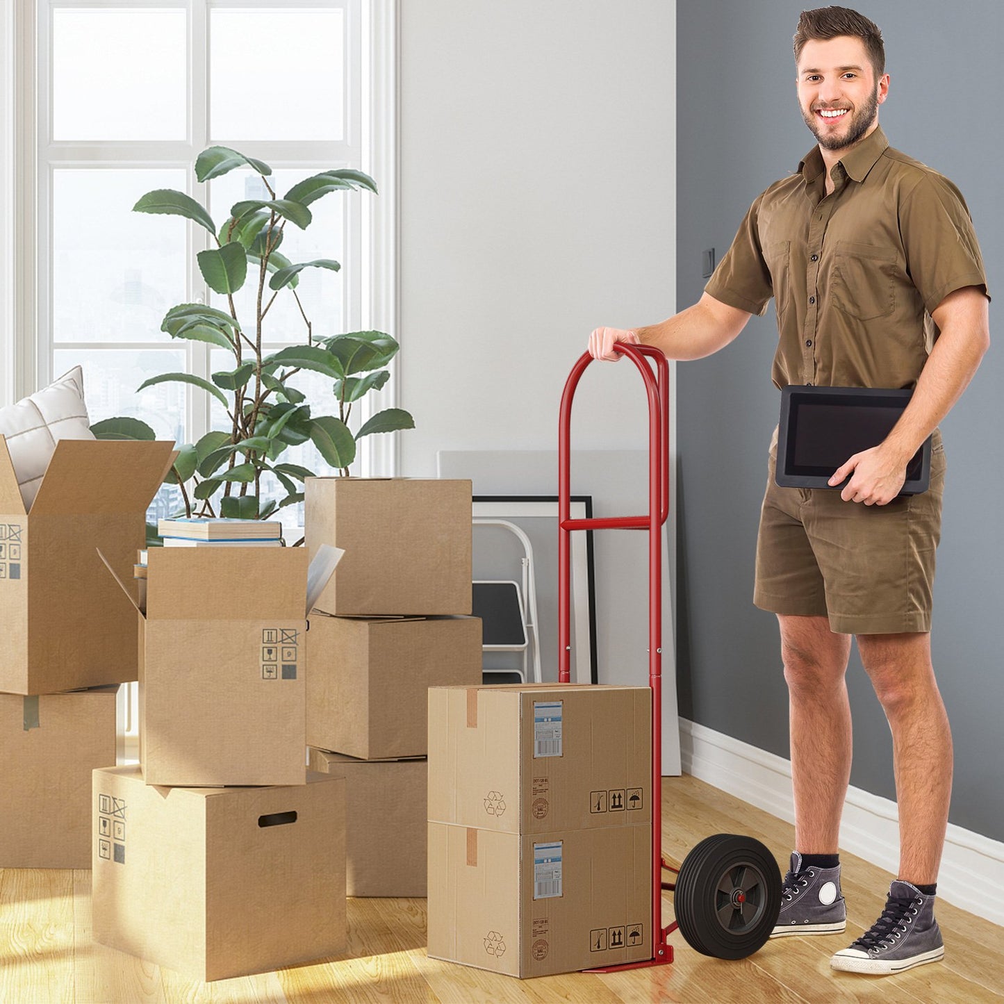 P-Handle Sack Truck with 10 Inch Wheels and Foldable Load Area-Black