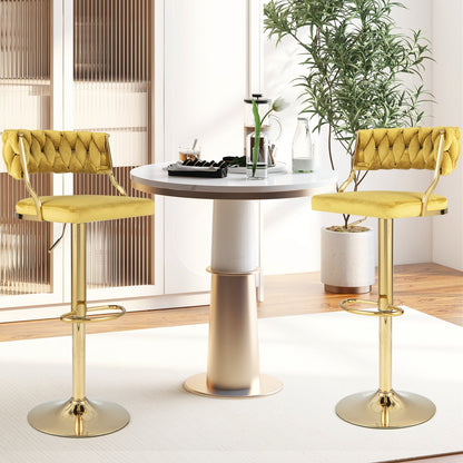 Swivel Barstool with Woven Back Set of 2 for Kitchen Island Cafe-Gray