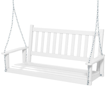 2-Person Wooden Outdoor Porch Swing with 500 lbs Weight Capacity-Brown