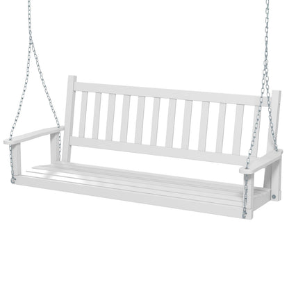 3-Person Wooden Outdoor Porch Swing with 800 lbs Weight Capacity-Brown