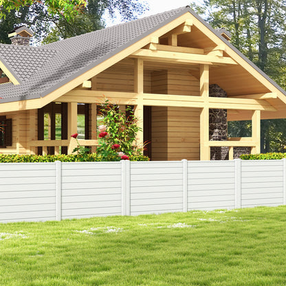 Outdoor PVC Privacy Screens Fence Panels with 20 Inch Long Stakes-Black