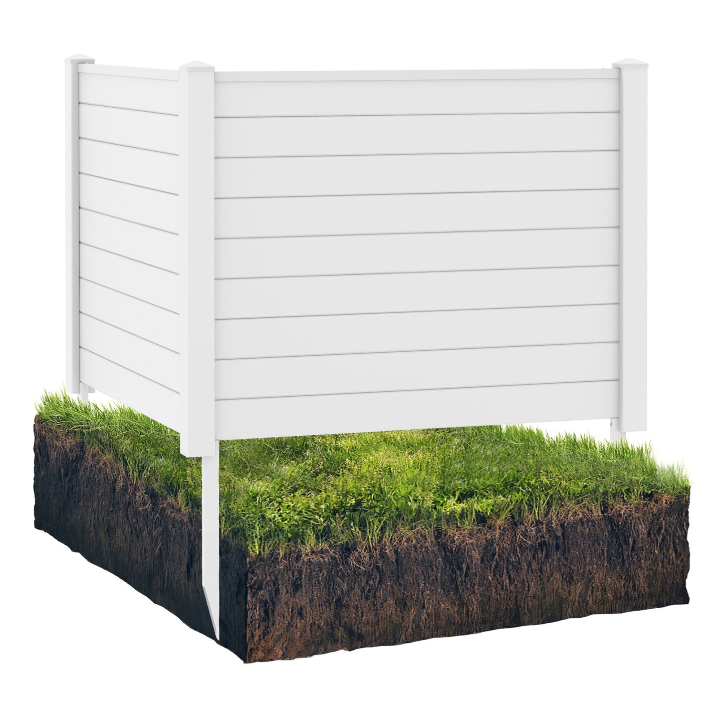 Outdoor PVC Privacy Screens Fence Panels with 20 Inch Long Stakes-Black