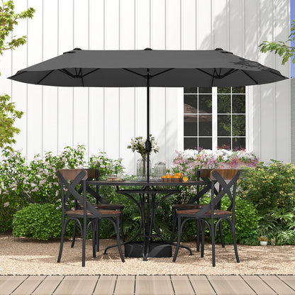13 Feet Double-Sided Patio Twin Table Umbrella with Crank Handle-Beige