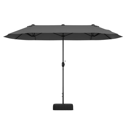 13 Feet Double-Sided Patio Twin Table Umbrella with Crank Handle-Beige