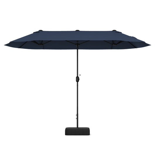 13 Feet Double-Sided Patio Twin Table Umbrella with Crank Handle-Navy