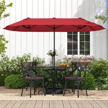 13 Feet Double-Sided Patio Twin Table Umbrella with Crank Handle-Beige