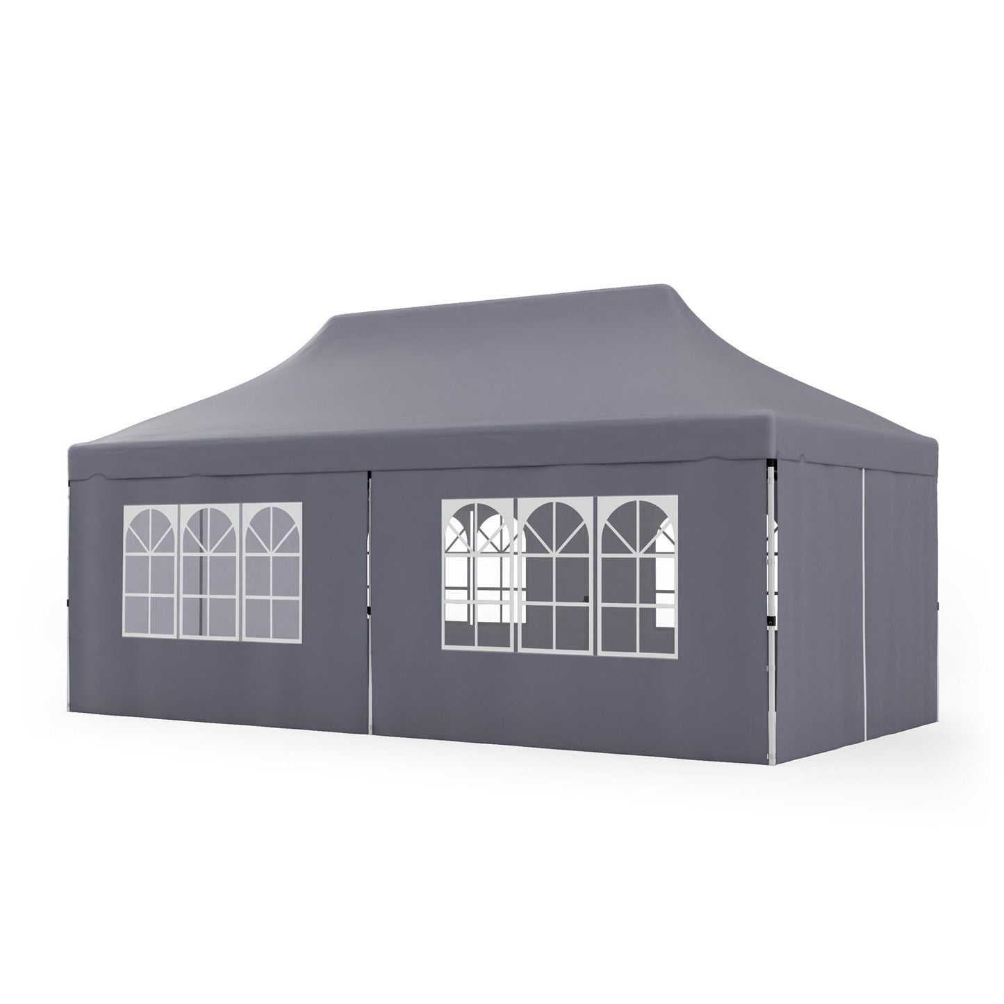 10 x 20 FT Pop up Canopy with 6 Sidewalls and Windows and Carrying Bag for Party Wedding Picnic-Black