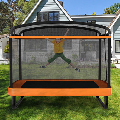 6 Feet Kids Entertaining Trampoline with Swing Safety Fence-Red Orange