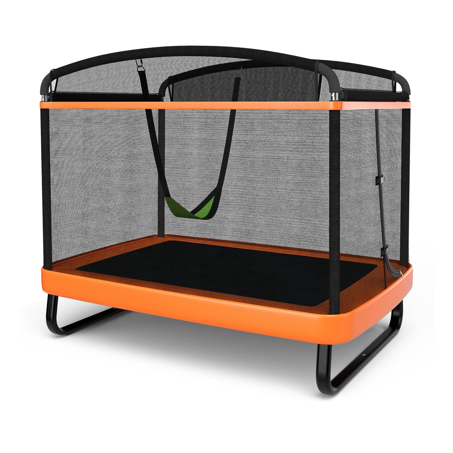 6 Feet Kids Entertaining Trampoline with Swing Safety Fence-Red Orange