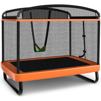 6 Feet Kids Entertaining Trampoline with Swing Safety Fence-Red Orange