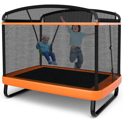 6 Feet Kids Entertaining Trampoline with Swing Safety Fence-Red Orange