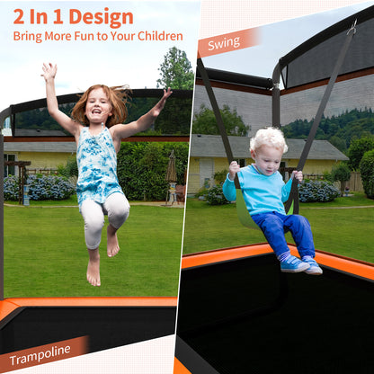 6 Feet Kids Entertaining Trampoline with Swing Safety Fence-Red Orange