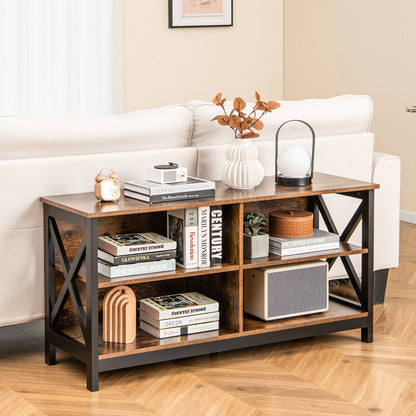 Wooden TV Stand Entertainment Media Center-Brown