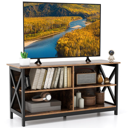 Wooden TV Stand Entertainment Media Center-Brown