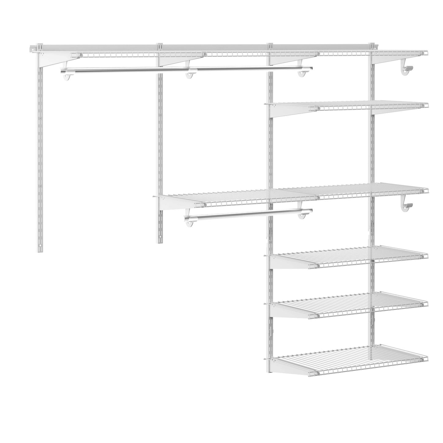 Adjustable Closet Organizer Kit with Shelves and Hanging Rods for 4 to 6 FT-Gray