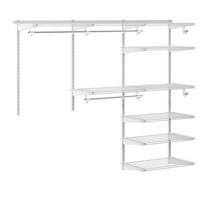 Adjustable Closet Organizer Kit with Shelves and Hanging Rods for 4 to 6 FT-Gray