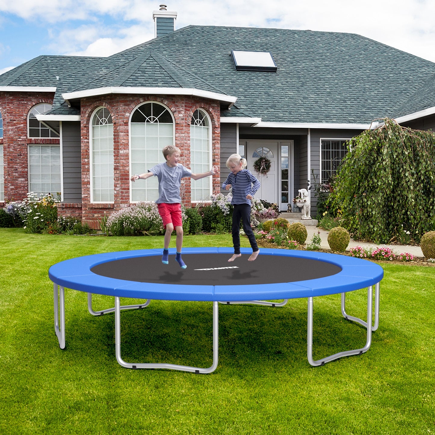 14 Feet Waterproof and Tear-Resistant Universal Trampoline Safety Pad Spring Cover-Blue