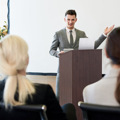 Wooden Floor Standing Podium Speaking Lectern-Black