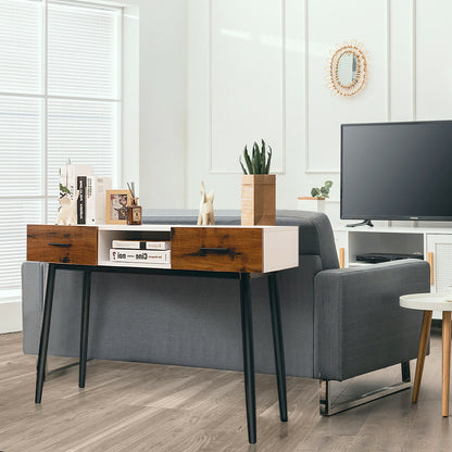 42 Inch Industrial Console Table with 2 Drawers for Entryway Hallway