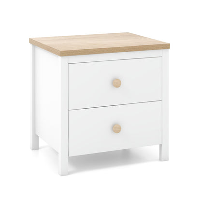 2-Drawer Nightstand with Rubber Wood Legs-Gray