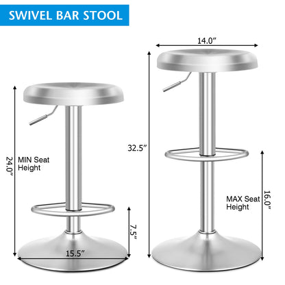 Modern Swivel Adjustable Height Bar Stool with Footrest for Pub Bistro Kitchen Dining-1 Piece