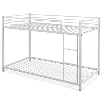 Low Profile Twin Over Twin Metal Bunk Bed with Full-length Guardrails-Black