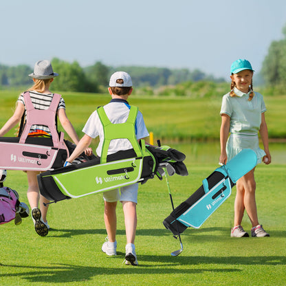 Junior Complete Golf Club Set with Stand Bag Rain Hood-Blue