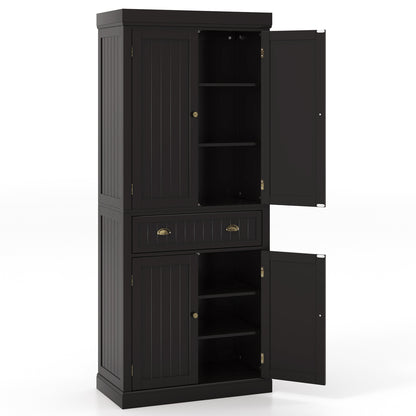 Cupboard Freestanding Kitchen Cabinet w/ Adjustable Shelves-Dark Brown