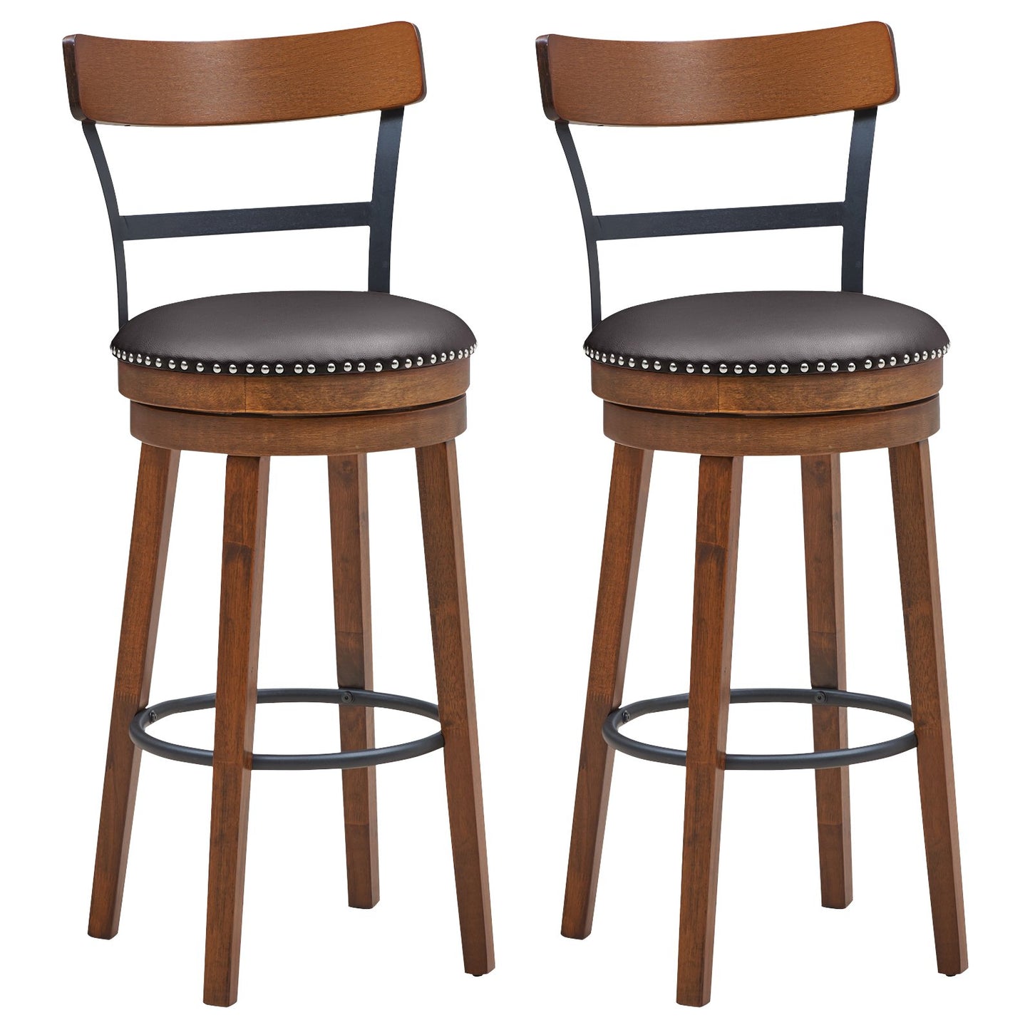 Set of 2 25.5 Inch Swivel Counter Height Bar Stool