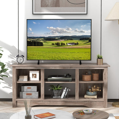 TV Stand for up to 65 Inch Flat Screen TVs with Adjustable Shelves for 18 Inch Electric Fireplace (Not Included)-Black