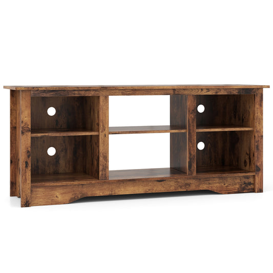 TV Stand for up to 65" Flat Screen TVs with Adjustable Shelves-Rustic Brown