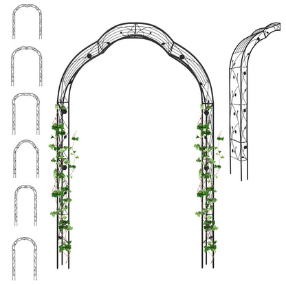 Garden Arch Arbor Trellis for Climbing Plants Roses Vines-Black