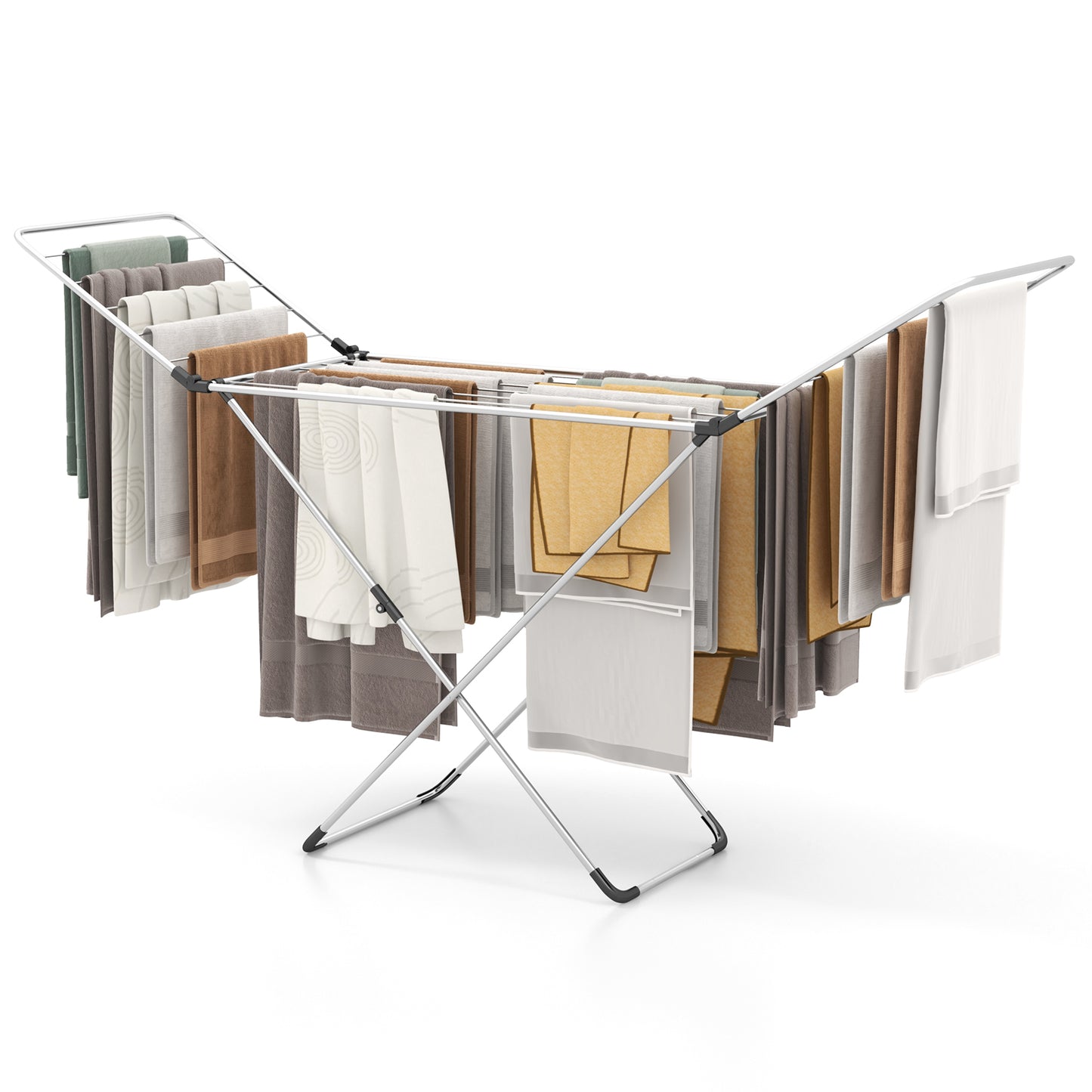 Folding Clothes Drying Rack with Adjustable Wings for Indoor and Outdoor Use