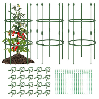 3-Pack Garden Trellis 60 Inch Tall Plant Support Stands with Clips and Ties-S
