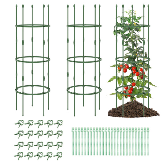3-Pack Garden Trellis 40"/60" Tall Plant Support Stands with Clips and Ties-M
