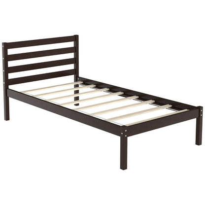 Twin Size Wood Platform Bed Frame with Headboard