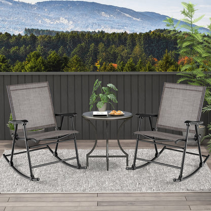 Set of 2 Folding Rocking Chair with Breathable Seat Fabric-Set of 2