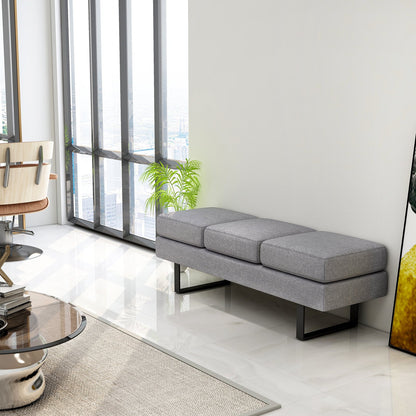 Waiting Room Bench Seating Long Bench with Metal Frame Leg-Black