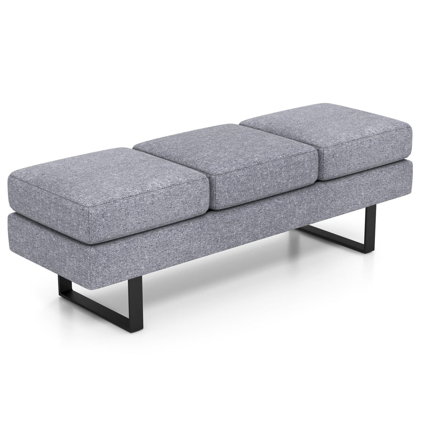 Waiting Room Bench Seating Long Bench with Metal Frame Leg-Black
