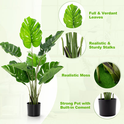 2 Pack Artificial Monstera Deliciosa Tree with 10 Leaves of Different Sizes