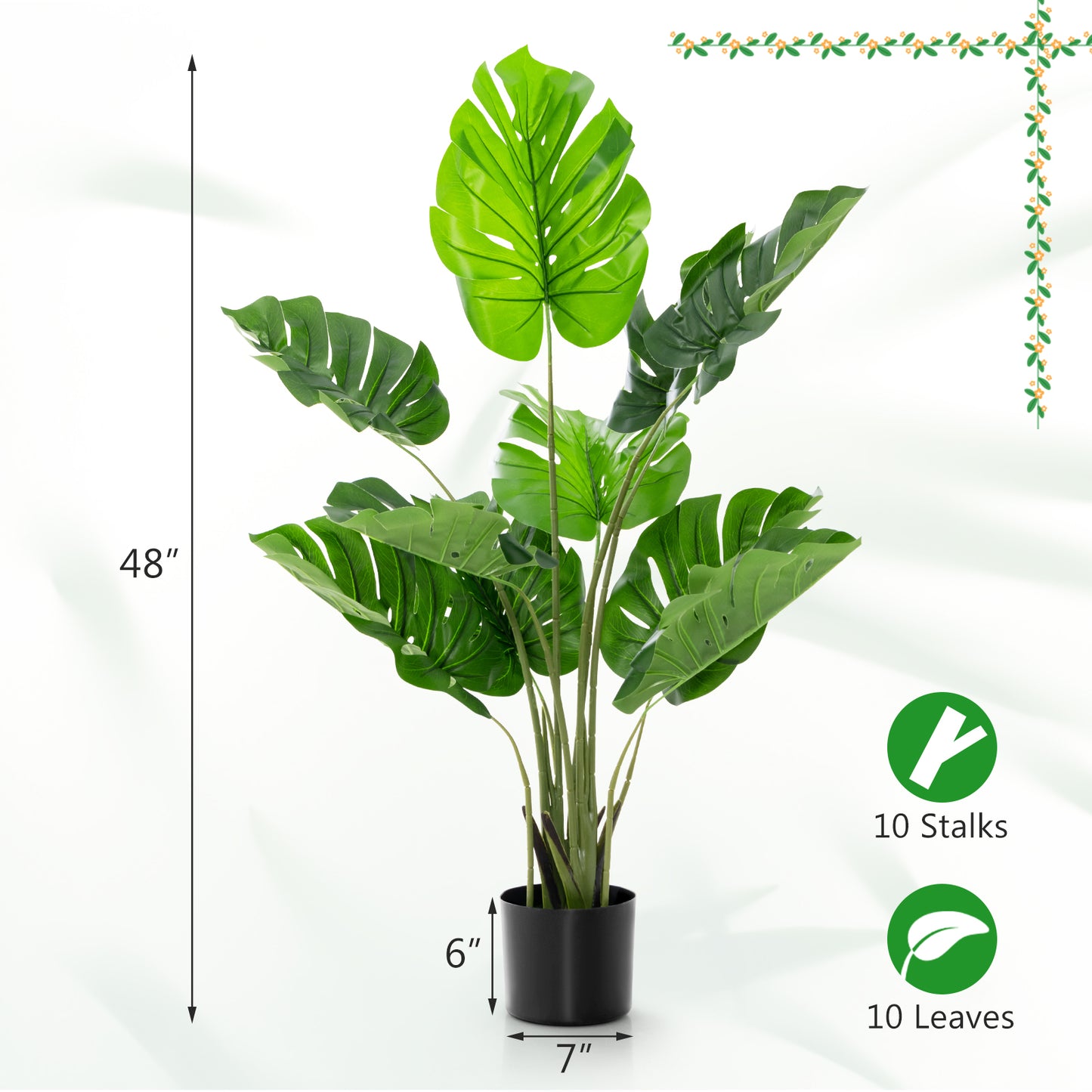 2 Pack Artificial Monstera Deliciosa Tree with 10 Leaves of Different Sizes