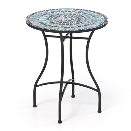 24 Inch Patio Bistro Table with Ceramic Tile Tabletop-Black