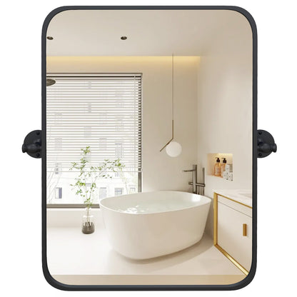 30 x 22 Inch Black Metal Framed Pivot Rectangle Wall-Mounted Mirror