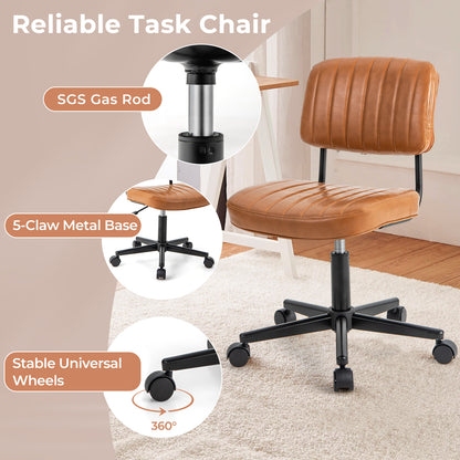 PU Leather Adjustable Office Chair Swivel Task Chair with Backrest-Orange