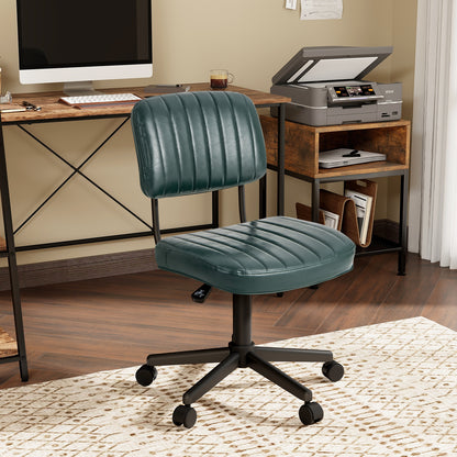 PU Leather Adjustable Office Chair  Swivel Task Chair with Backrest-Green
