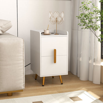 Nightstand Side Tables with 2 Drawers and 2 USB Ports-Black